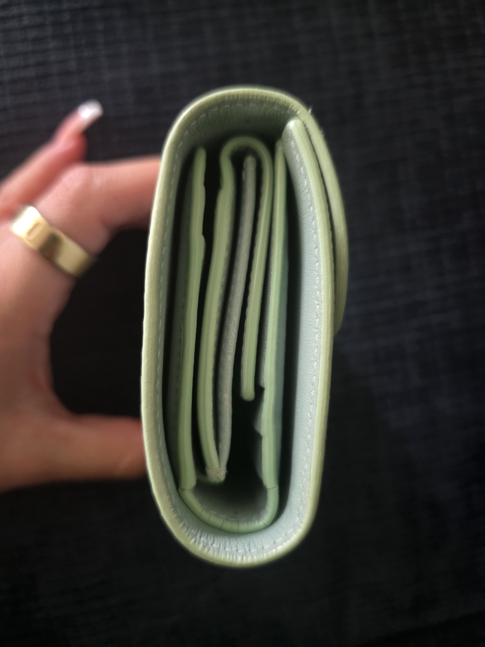 Celine Triomphe Embossed Croc Wallet in Light Green - Picture 10 of 16
